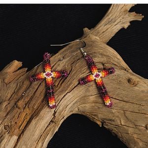 Beaded Cross Earrings