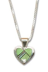 Gaspeite Inlay Heart Pendant