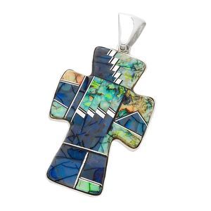 Spider Web Opal Cross Pendant
