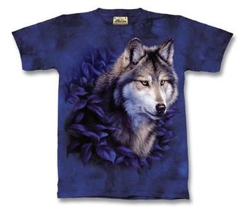 Wolf In Blue Foliage Childrens SS T-Shirt