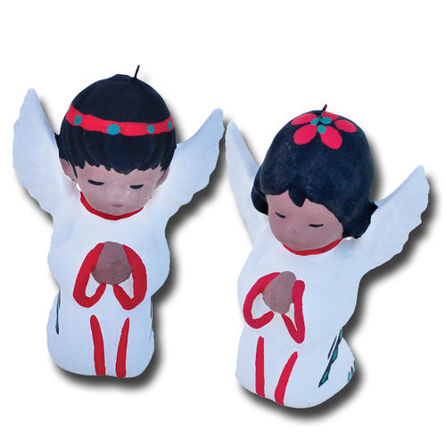 Acoma Boy & Girl Angel Ornament Set