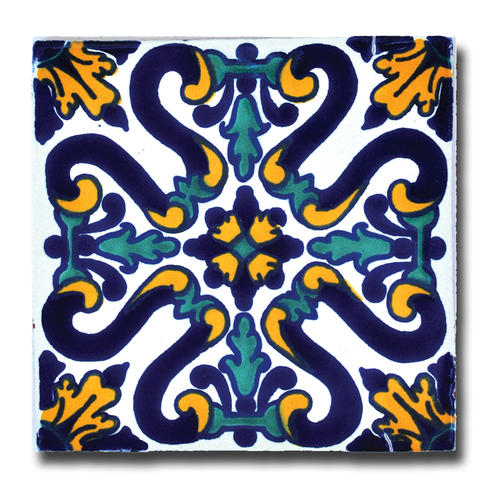 blue yellow talavera tile