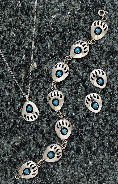 Sterling Turquoise Bear Claw Jewelry Set Sets Jewlery - Bear Paw Pendant Sterling Sterling Turquoise Bear Claw Jewelry Set Sets Jewlery - Bear Paw Pendant Sterling