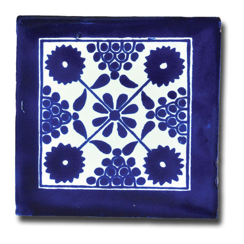 White Blue Talavera Tile Southwest Indian Foundation 1878c White Blue Talavera Tile