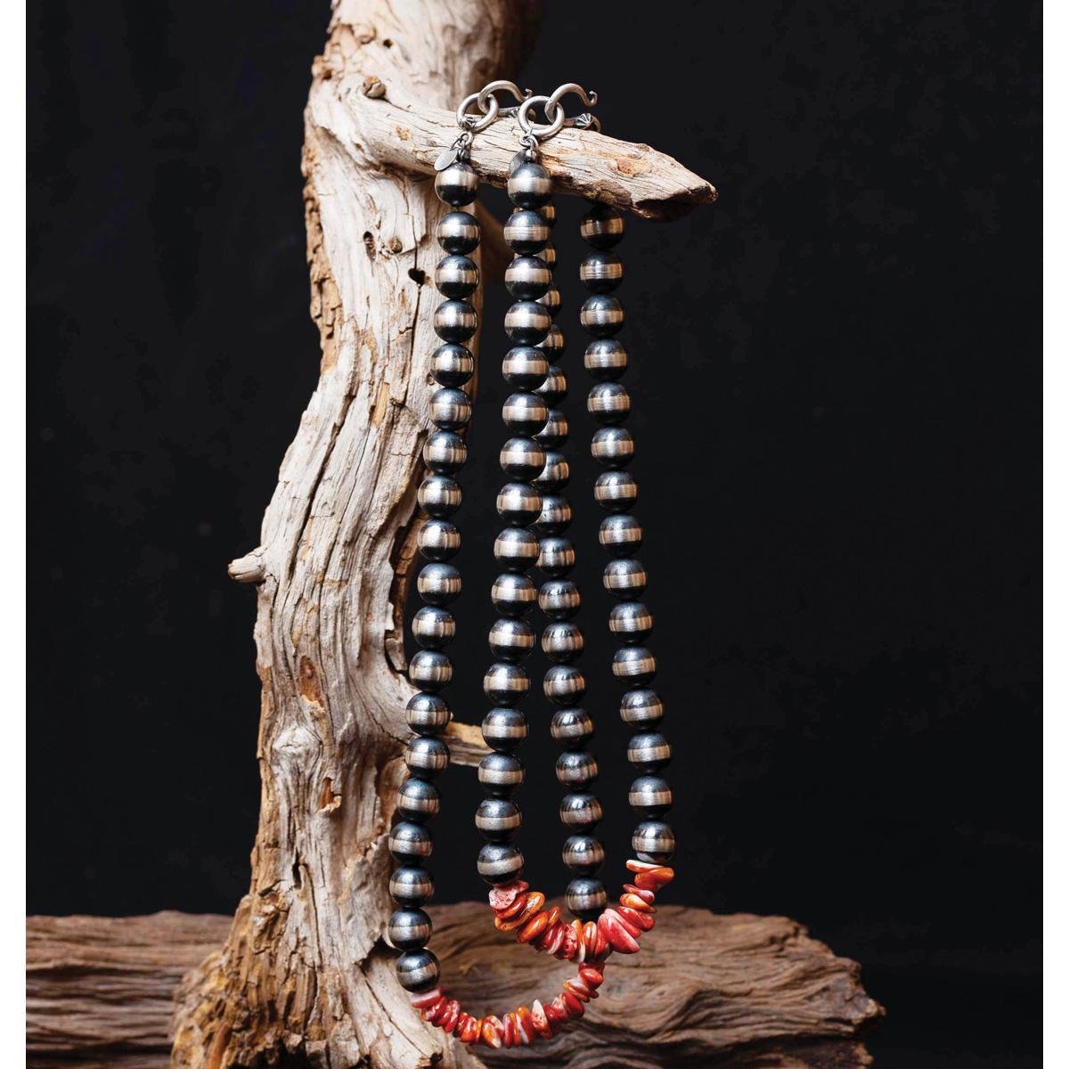 Bocar Navajo Pearl Beads Collar Necklace Handmade Long