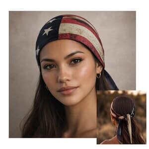 American Flag Headwrap with Back Tie