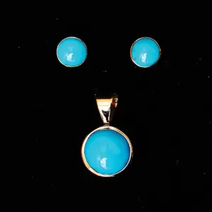 Anazasi Gold and Turquoise Earring and Pendant Set