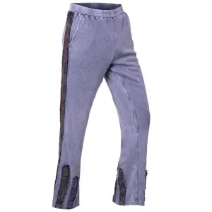 Blue Ribbed Knit Pants