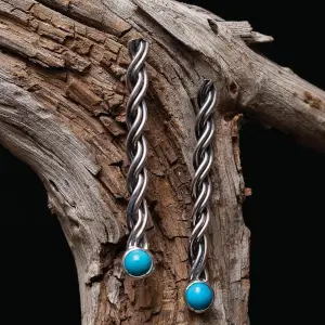 Braided Silver and Turquoise Earrings