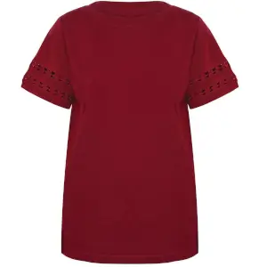 Burgandy Top with Embroidered Sleeves