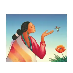 Chinle Ruby Throated Hummingbird Framed Canvas Print