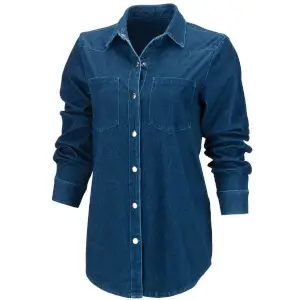Denim Snap-Button Long-Sleeve Shirt