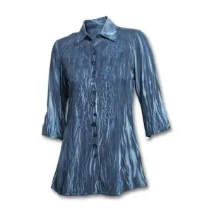 Embroidered Denim Double-Dyed Tunic