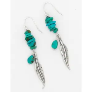 Feather and Turquoise Nugget Earrings