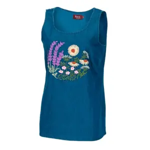 Floral Embroidered Scoop Tank