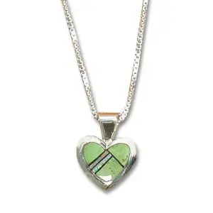 Gaspeite Inlay Heart Pendant