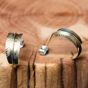 Silver Feather Hoop Earrings