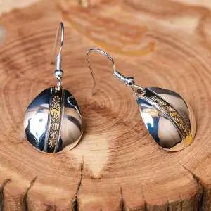 Gold and Silver Oval Drop Earrings