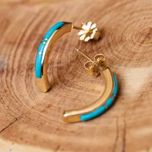 Gold and Turquoise Curve Earrings