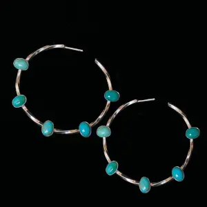 Hoop Earrings with Turquoise Stones