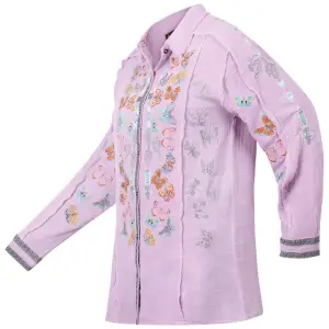 Lavender Butterfly Embroidered Blouse