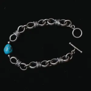 Link Bracelet with Turquoise Stone