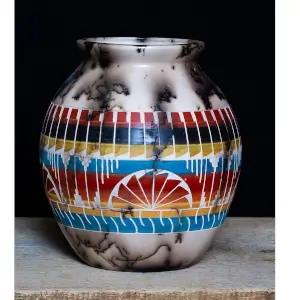 Medium Sized White Prayer Fan Horsehair Vase