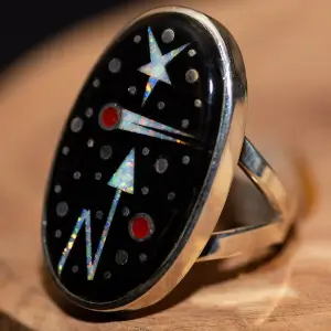 Micro Inlay Comet/Celestial Oval Ring