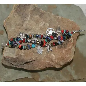 Multi Color Stone Charm Bracelet
