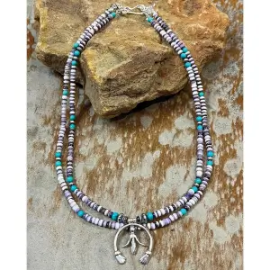 Navajo Beaded Silver Naja Necklace