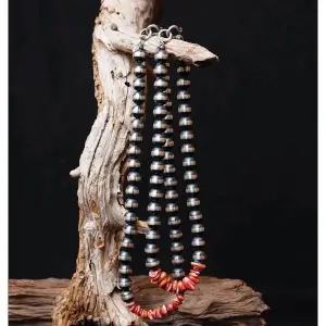 Navajo Pearl & Coral Necklace