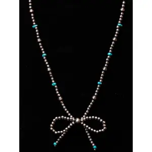Pearls & Turquoise Bow Necklace