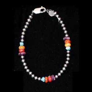 Navajo Pearls with Turquoise and Multi Color Stones Bracelet