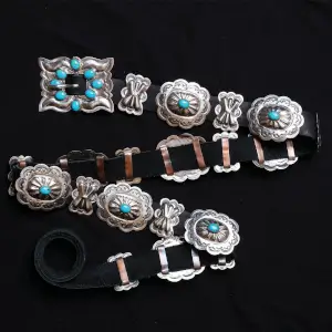 Navajo Turquoise and Silver Concho Belt