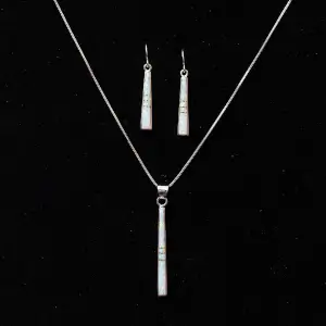 Opal Inlay Earrings and Necklace Set
