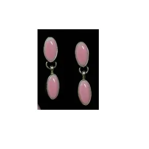 Pink Conch Oval Dangle Earrings