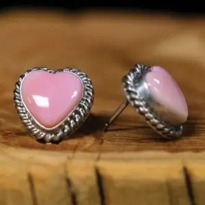 Pink Conch Heart Post Earrings