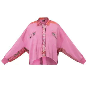 Pink Ribbed Knit Blouse