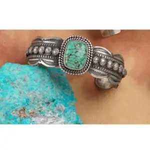 Silver and Turquoise Tooled Bracelet