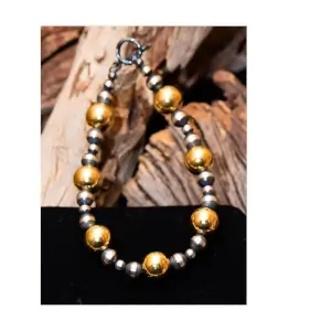 Silver & Gold Navajo Pear Bracelet