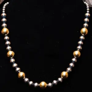 Silver & Gold Navajo Pearl Necklace