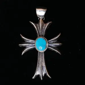 Silver and Turquoise Cross Pendant