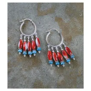 Spiney Oyster & Turquoise Dangle Earrings