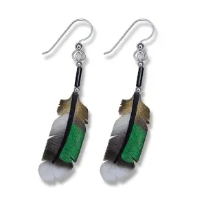 Teal Duck Feather Earrings