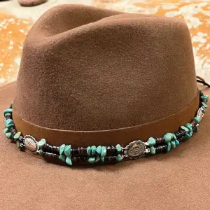 Turquoise and Heishi Silver Conch Hat Band