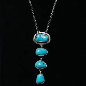 Turquoise Dangle and Silver Necklace
