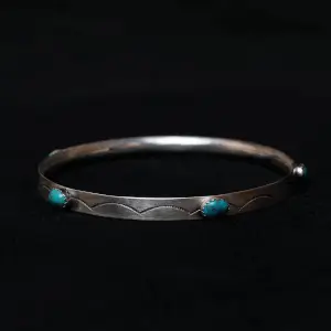Turquoise and Silver Five Stone Bangle