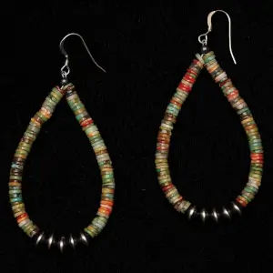 Turquoise & Spiny Oyster Teardrop Hoop Shell Earrings