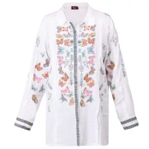 White Butterfly Embroidered Blouse