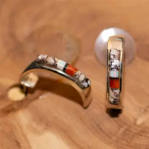 Whitehorse Inlay Half Hoop Earrings